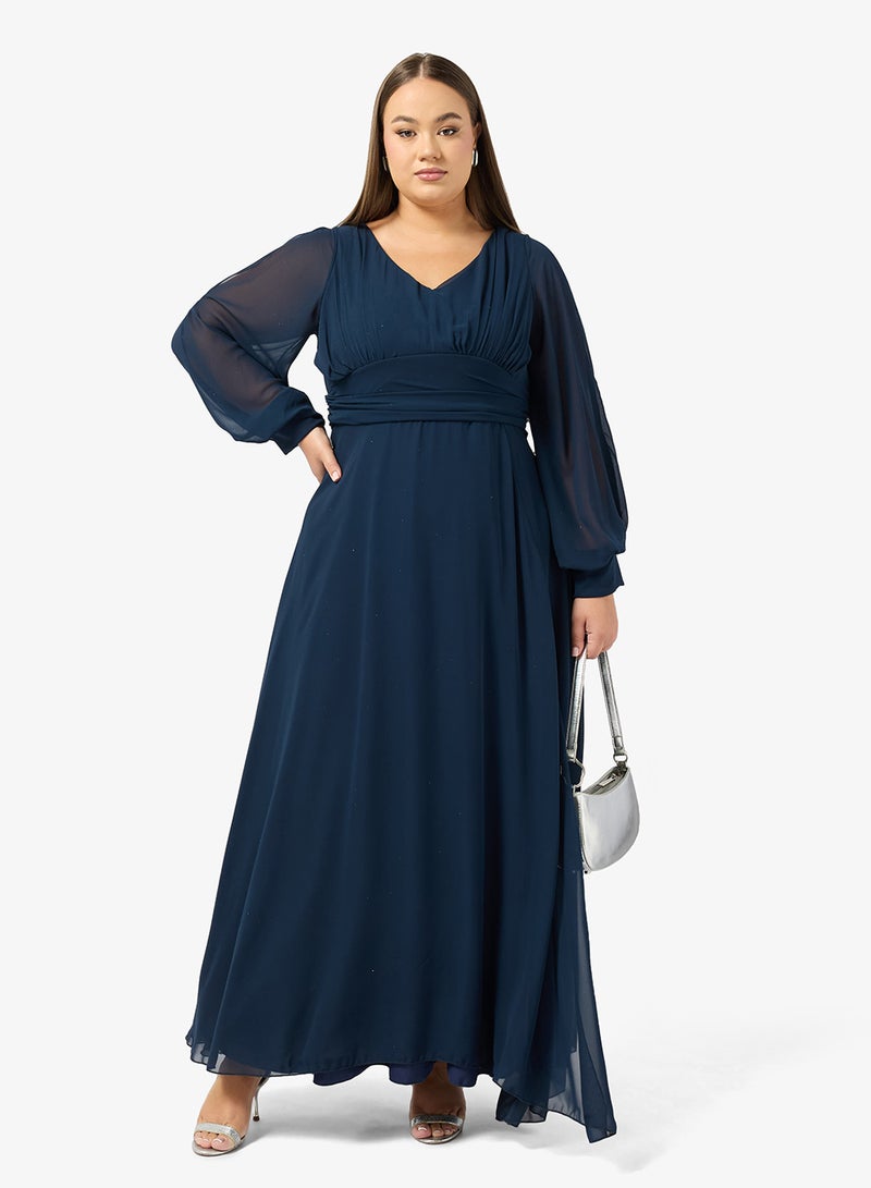 Ella Plus Plus Size A-line Dress With Slit Sleeves - Image 1